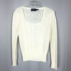 Le Roy Knitwear Cream Nubby Open Knit Sweater